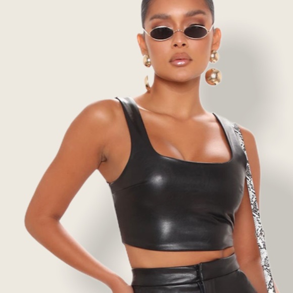 Fashion Nova Tops - Fashion Nova Julia Faux Leather Tank Top
